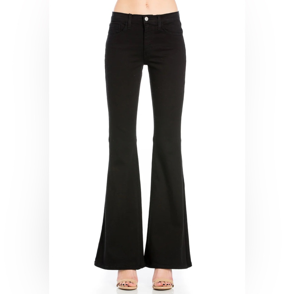 Nwt Good American Good leg flare mid rise‎ Black Denim